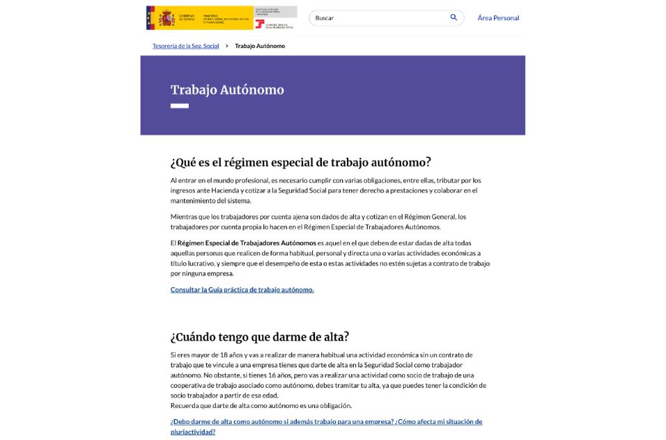 Información trabajo autónomo